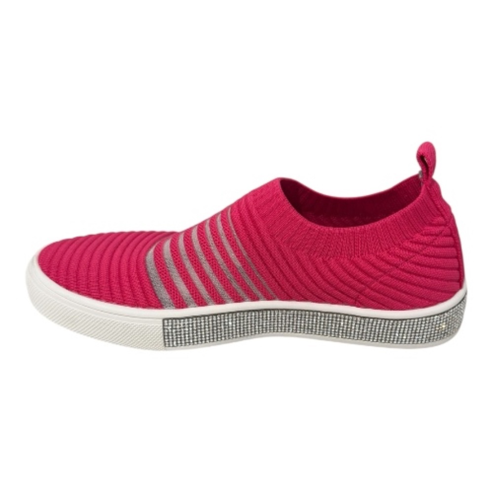 Bernie Mev Iris Slip-On Sneaker, Fuchsia, Rhinestone Sole, Comfort Knit - NWB - Picture 5 of 7